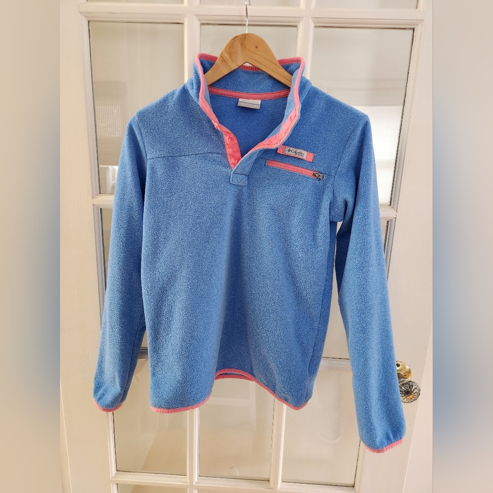 Columbia PFG Fleece 1/4 Zip Blue & Pink